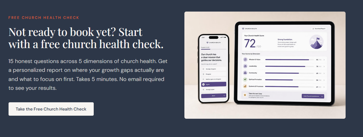 Church health check shown on a tablet and phone